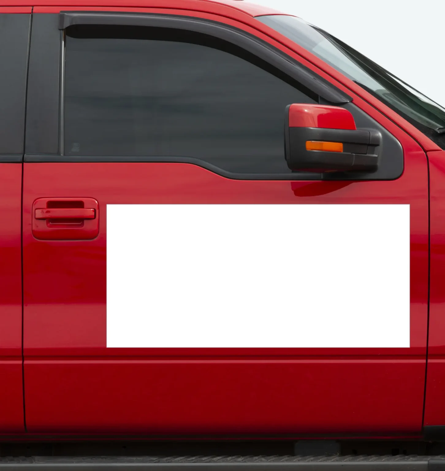 Vehicle magnet on red truck