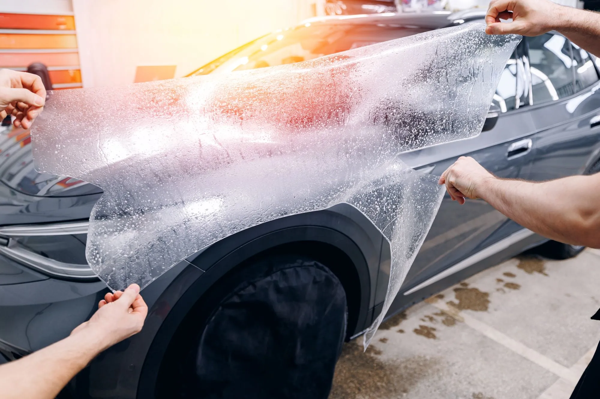 Full body PPF and partial paint protection film coverage comparison on a vehicle in Calgary.